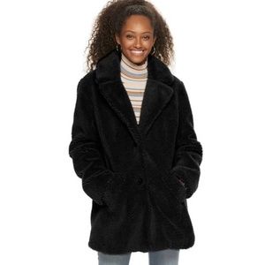 Sebby Collection Black Faux Shearling Teddy Jacket Size Large